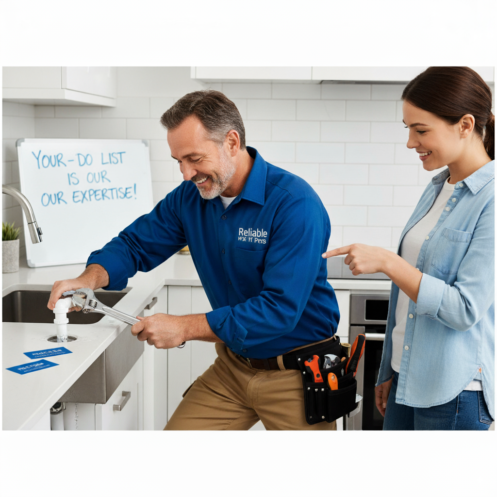 Reliable Fix It Pros technician working in customer's kitchen